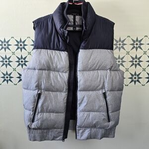 Men's Gray and Black Puffer Vest